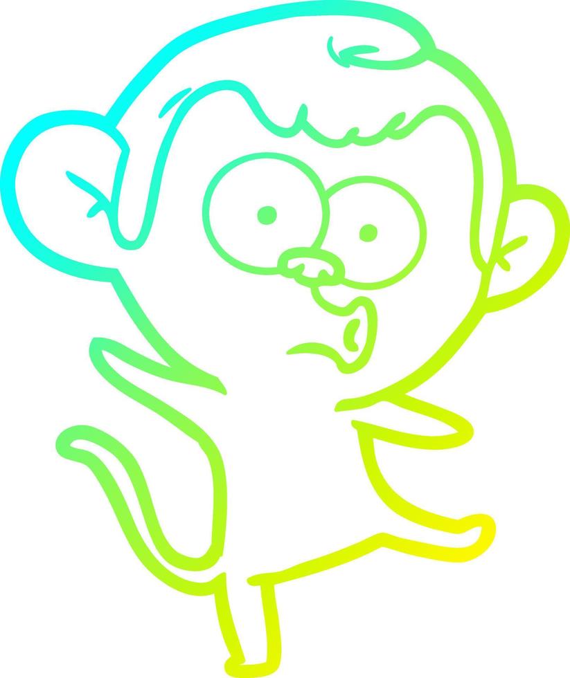 cold gradient line drawing cartoon surprised monkey vector