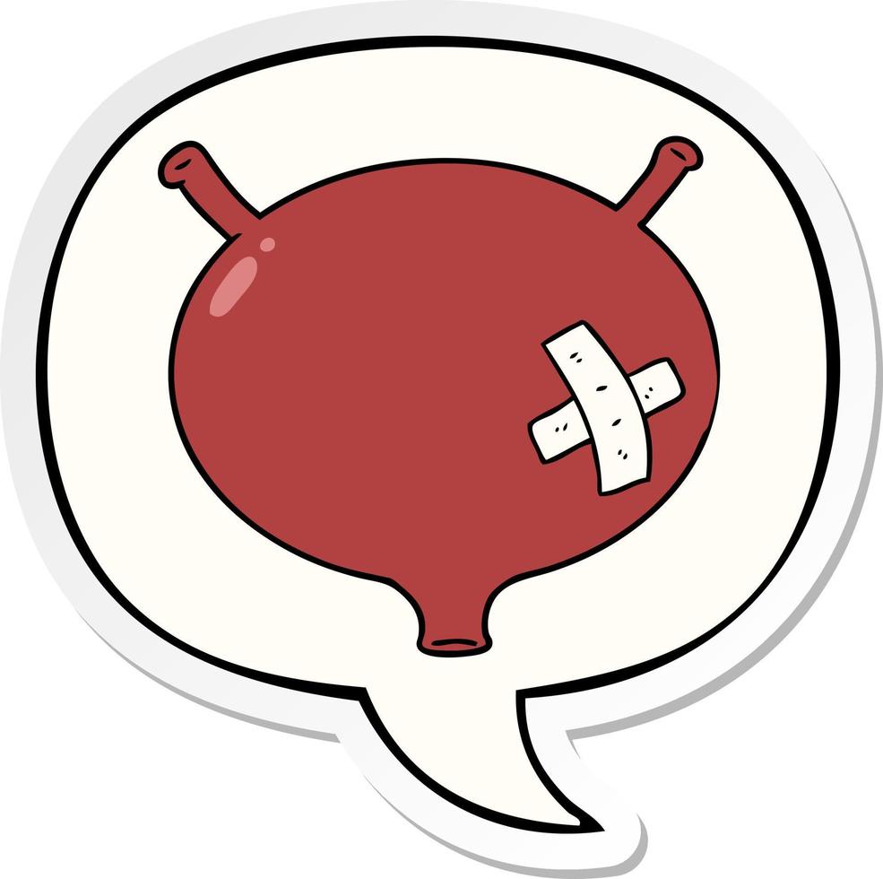 cartoon bladder and speech bubble sticker vector