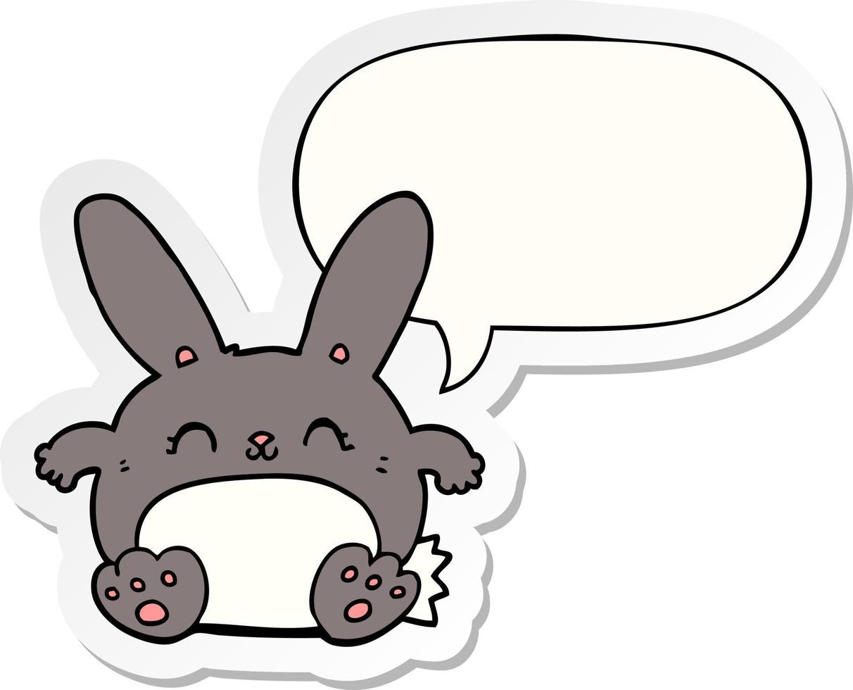 cartoon rabbit and speech bubble sticker vector