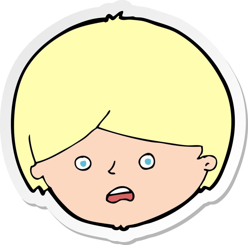 sticker of a cartoon unhappy boy vector