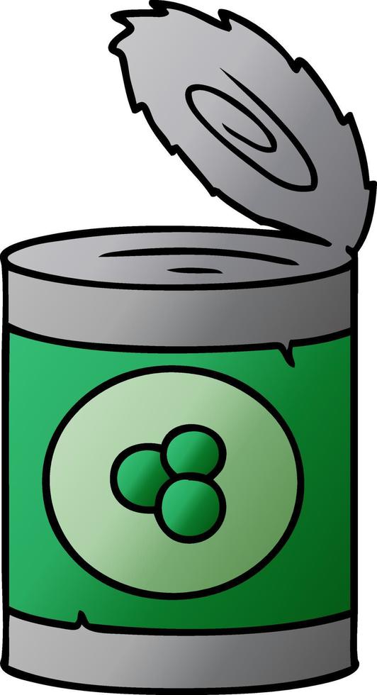 gradient cartoon doodle of a can of peaches vector