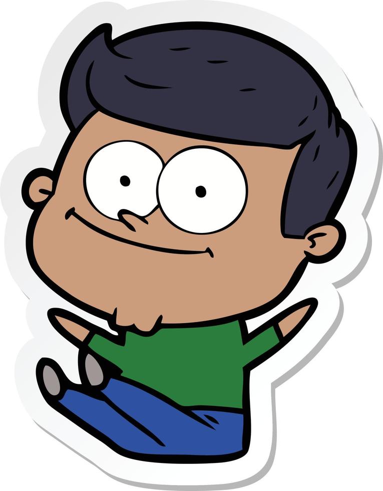 sticker of a cartoon happy man vector