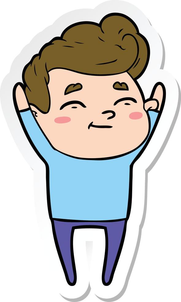 sticker of a happy cartoon man vector