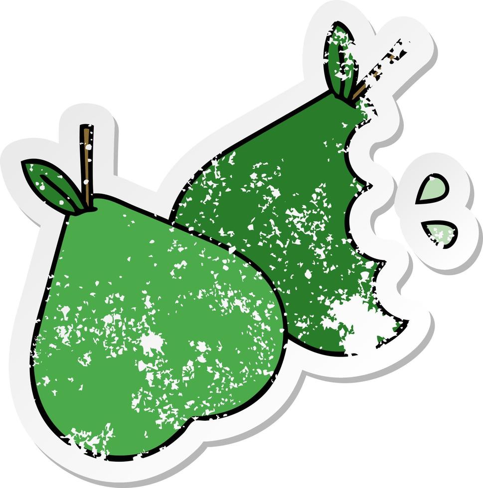 distressed sticker of a cute cartoon pears vector