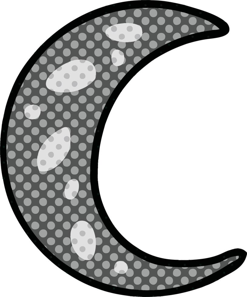 cartoon doodle of a crescent moon vector