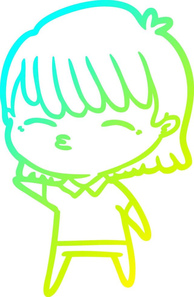 cold gradient line drawing cartoon woman vector
