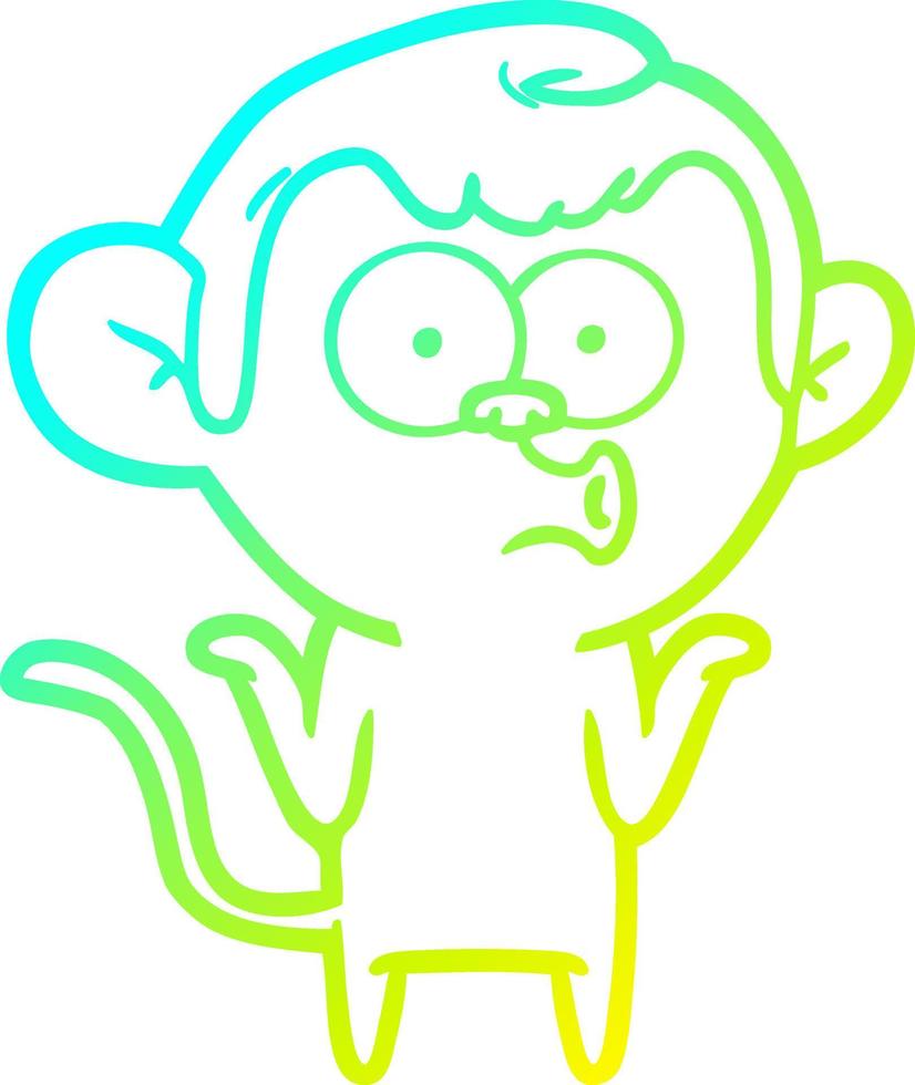 mono confundido de dibujos animados de dibujo de línea de gradiente frío vector