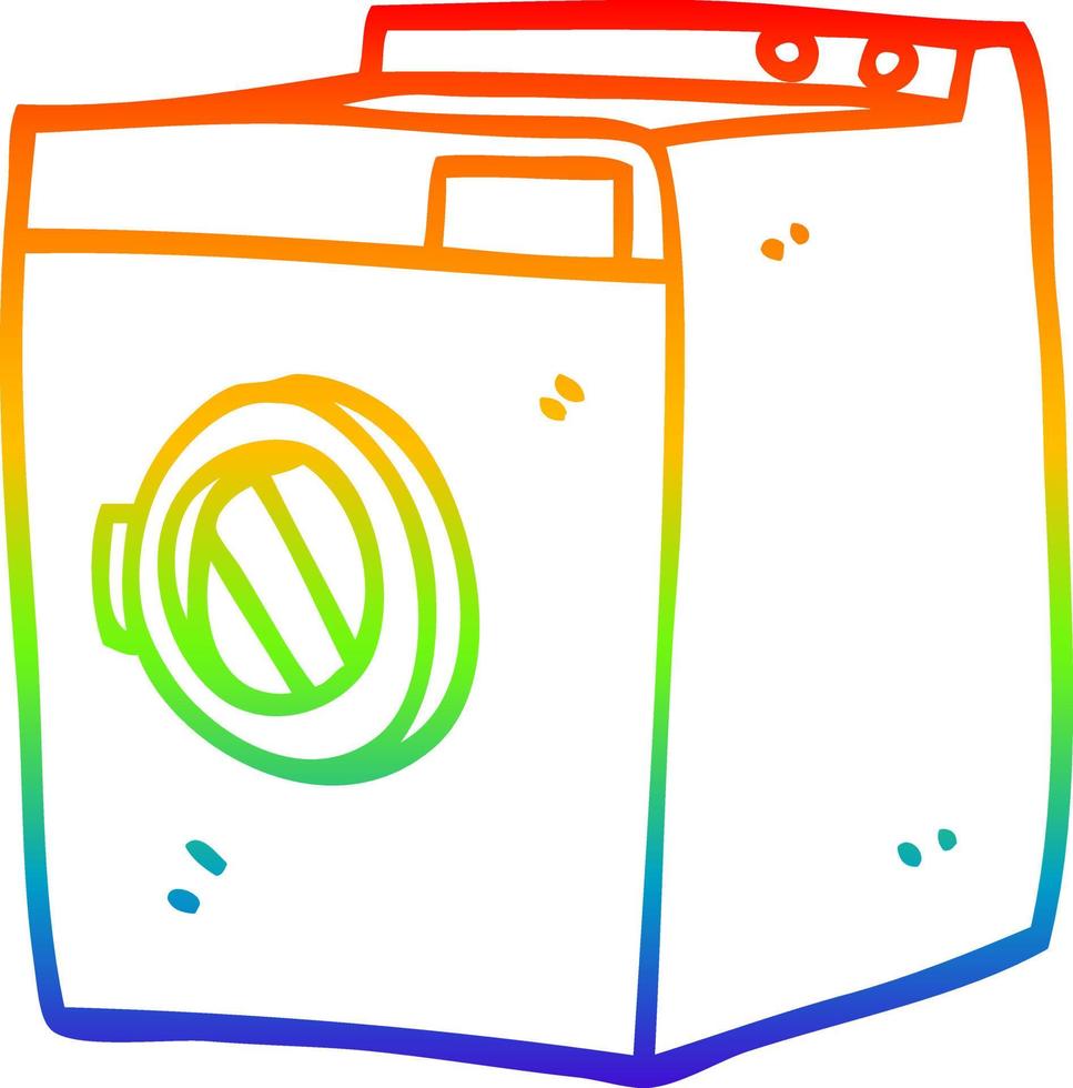 rainbow gradient line drawing cartoon tumble dryer vector