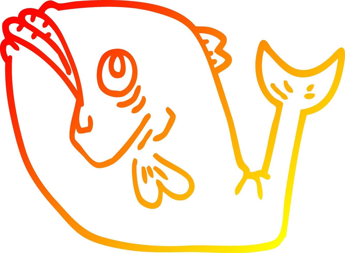 warm gradient line drawing funny cartoon fish vector