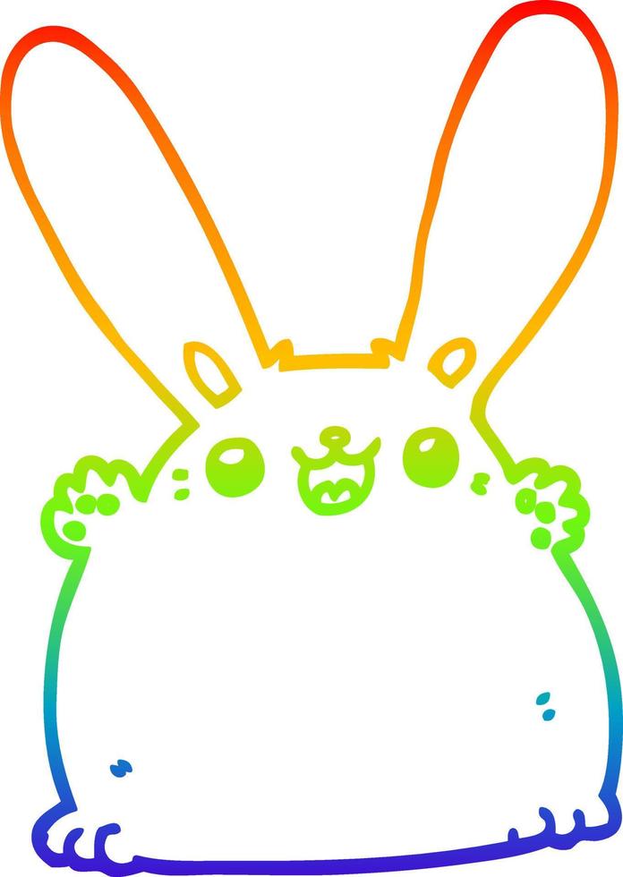 rainbow gradient line drawing cartoon rabbit vector
