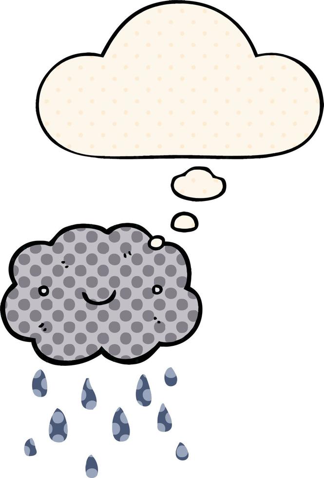 cute cartoon cloud and thought bubble in comic book style vector