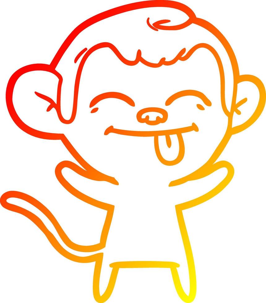warm gradient line drawing funny cartoon monkey vector