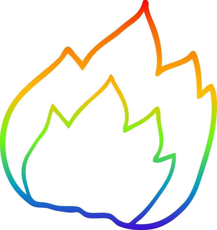 rainbow gradient line drawing cartoon fire vector
