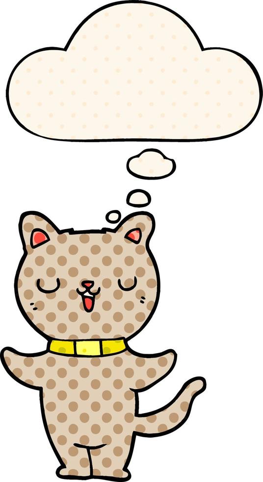 cartoon cat and thought bubble in comic book style vector