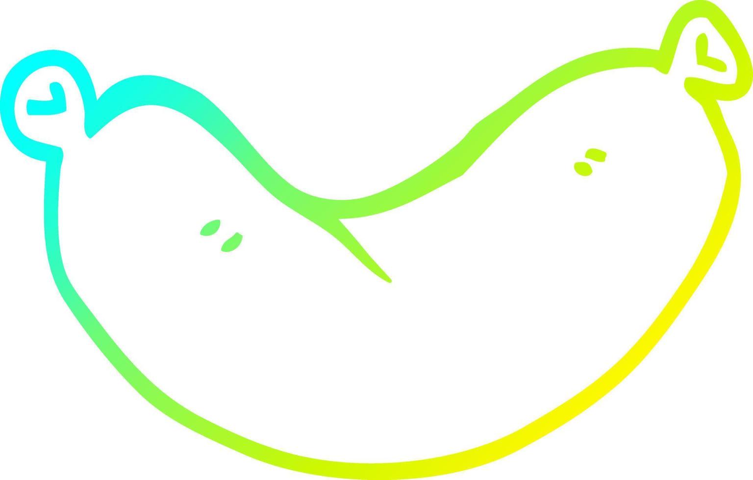 cold gradient line drawing cartoon sausage vector