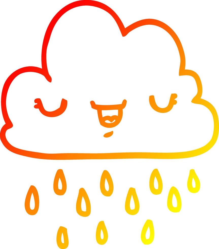 dibujo de línea de gradiente cálido nube de tormenta de dibujos animados vector