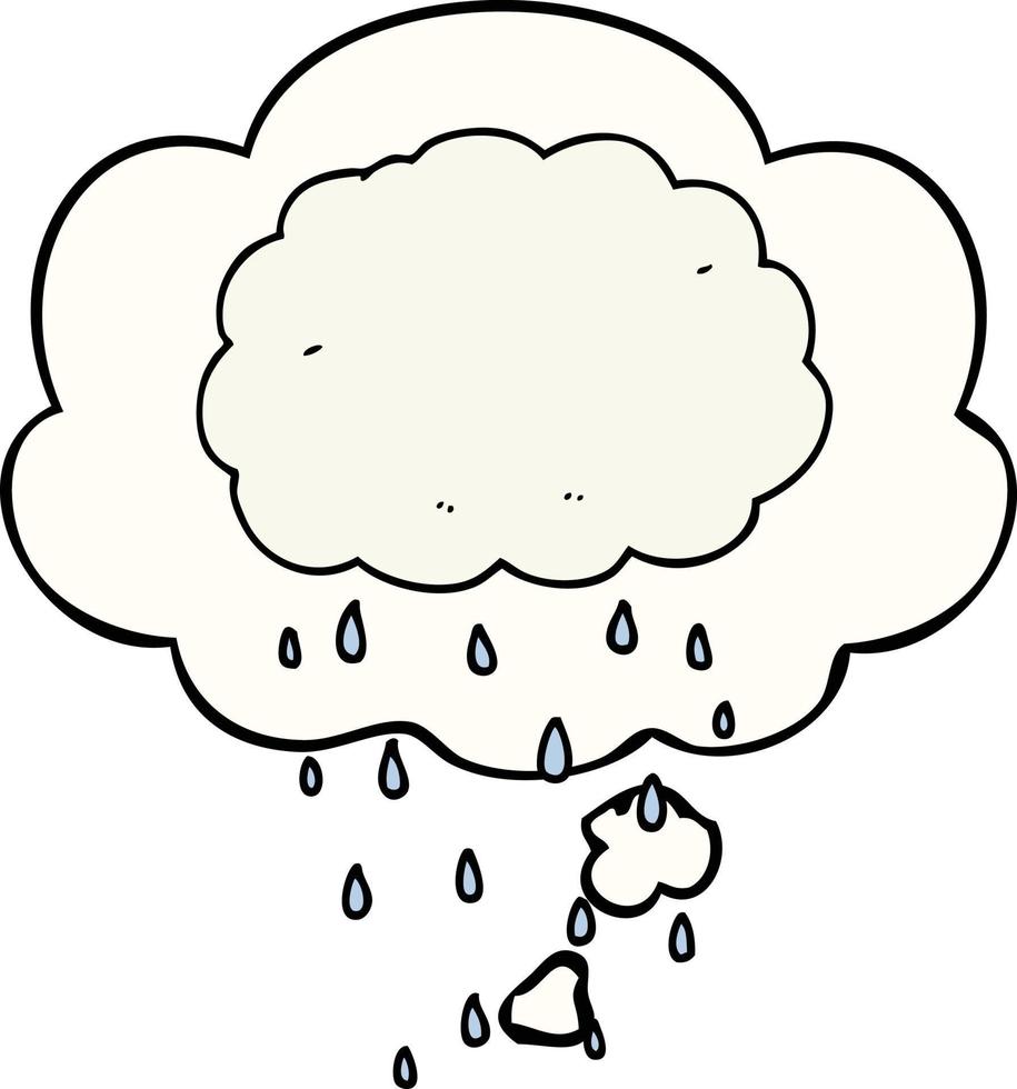 nube de lluvia de dibujos animados y burbuja de pensamiento vector