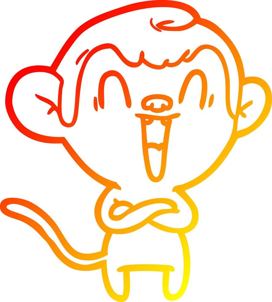 warm gradient line drawing cartoon laughing monkey vector