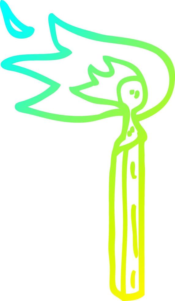 cold gradient line drawing cartoon burning match vector