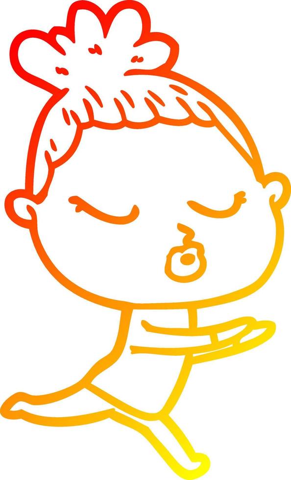 warm gradient line drawing cartoon calm woman vector