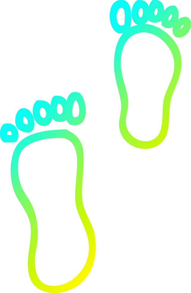 cold gradient line drawing cartoon foot prints vector