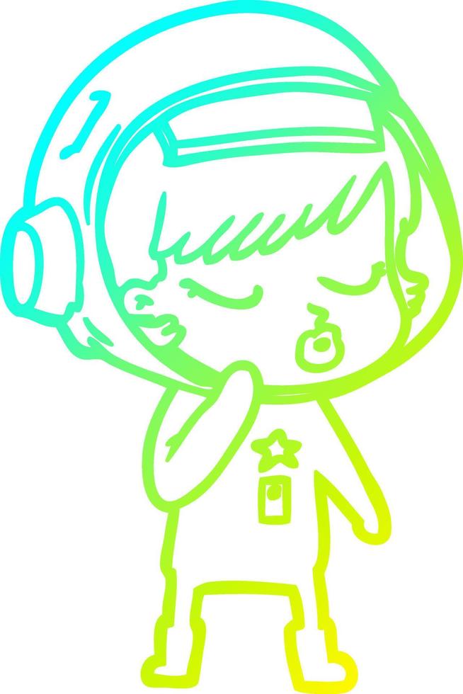 cold gradient line drawing cartoon pretty astronaut girl vector