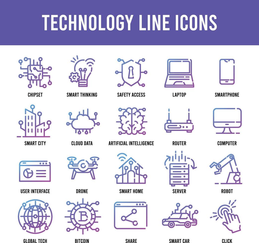 Technology Gradient Icons vector