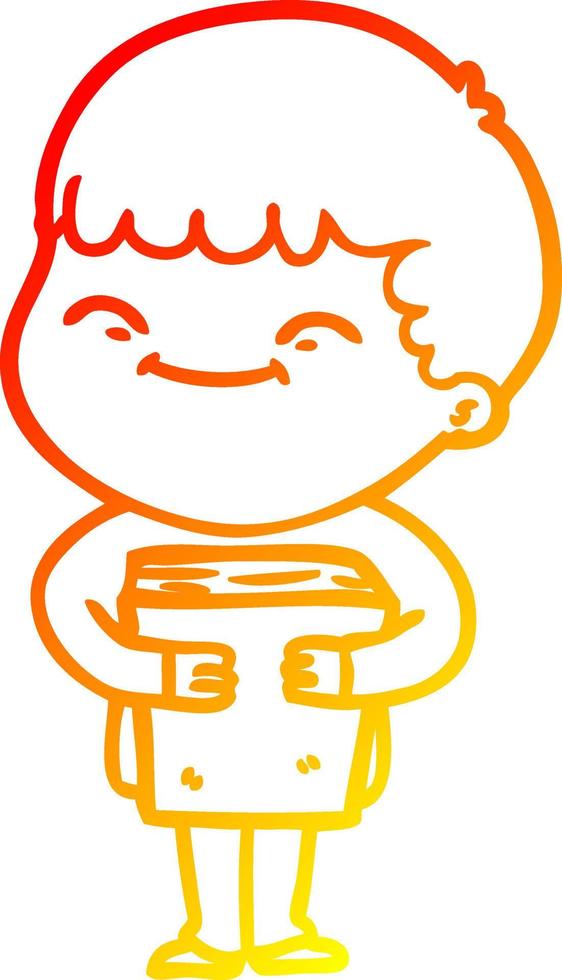 warm gradient line drawing cartoon happy boy vector