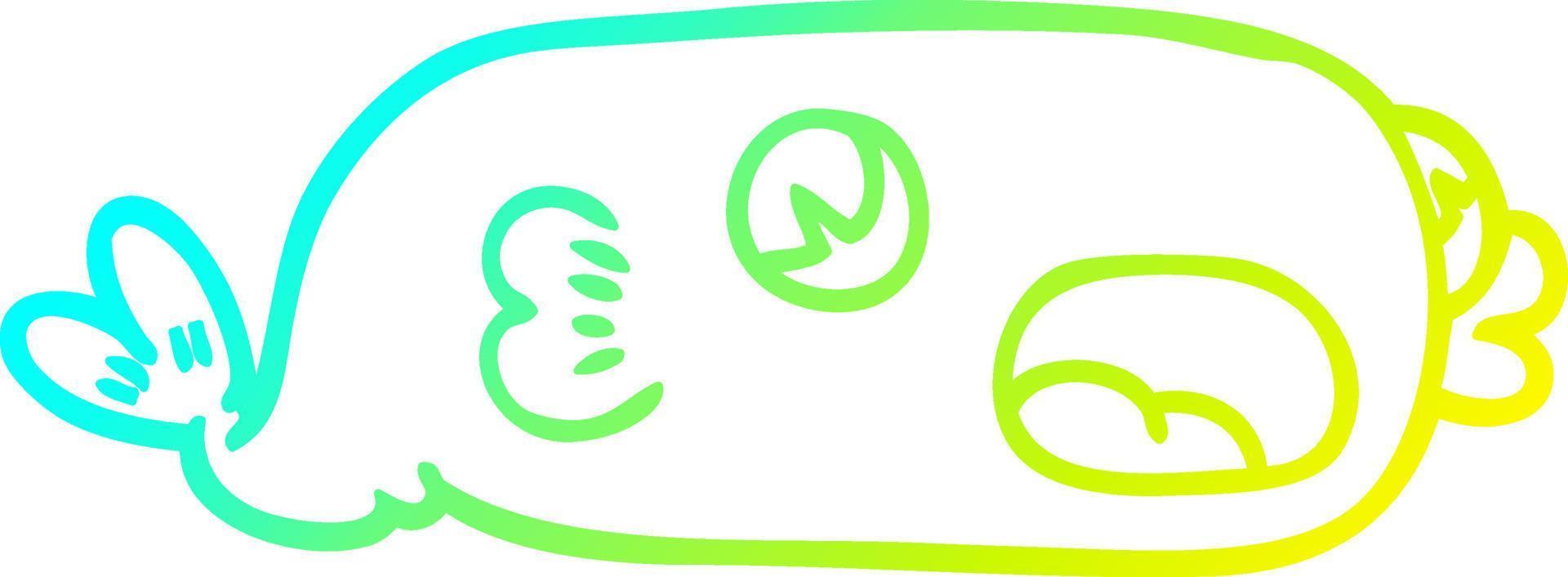 cold gradient line drawing cartoon fish vector
