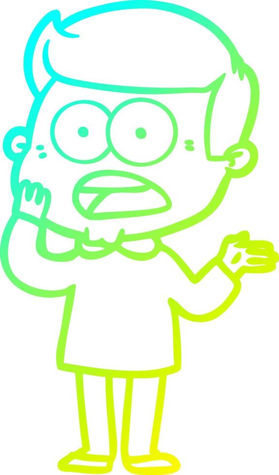 cold gradient line drawing cartoon shocked man vector