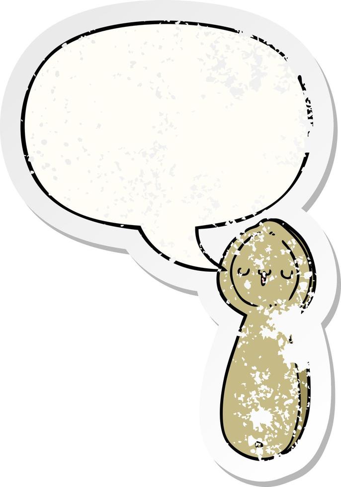 cartoon spoon and speech bubble distressed sticker vector