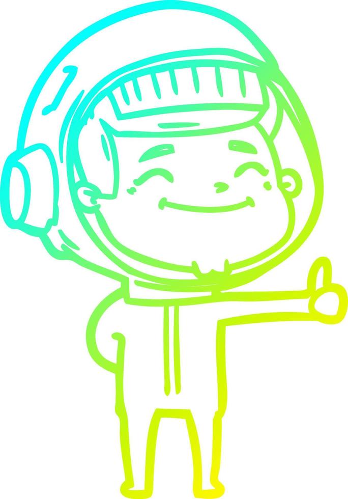 cold gradient line drawing happy cartoon astronaut vector