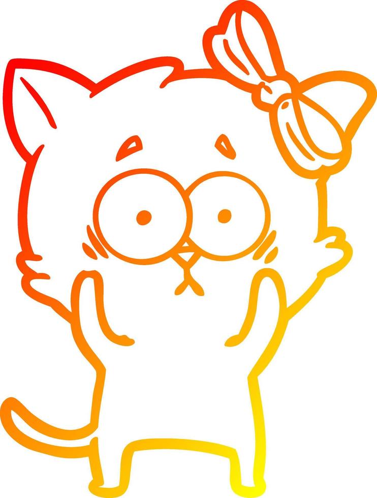 warm gradient line drawing cartoon cat vector