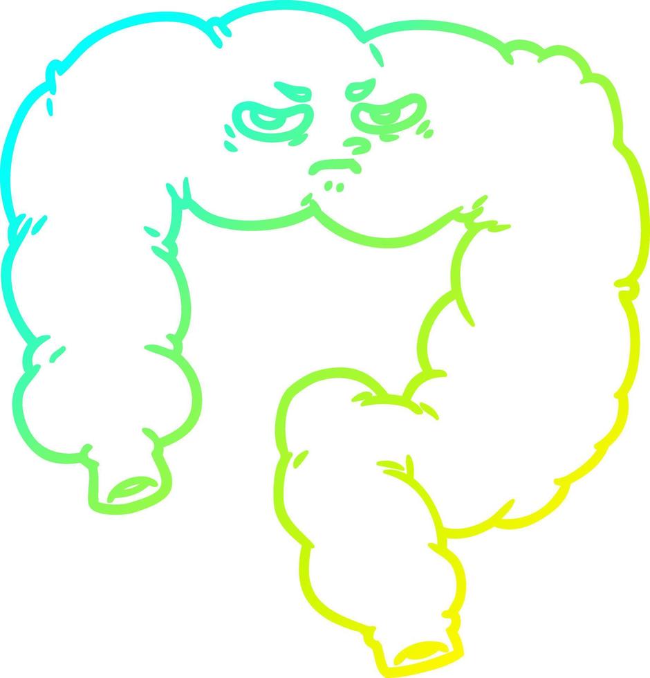 cold gradient line drawing cartoon angry colon vector