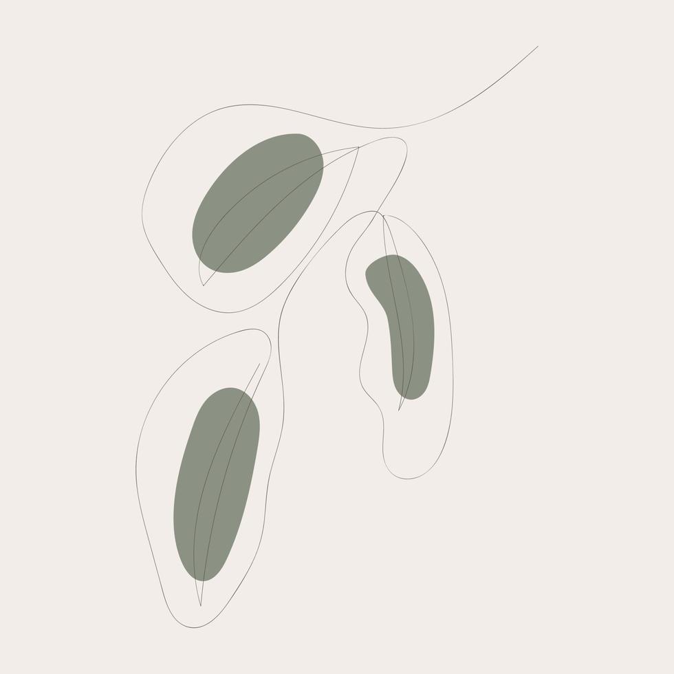 Beautiful hand drawn floral leaves and face one line art on white illustration vector