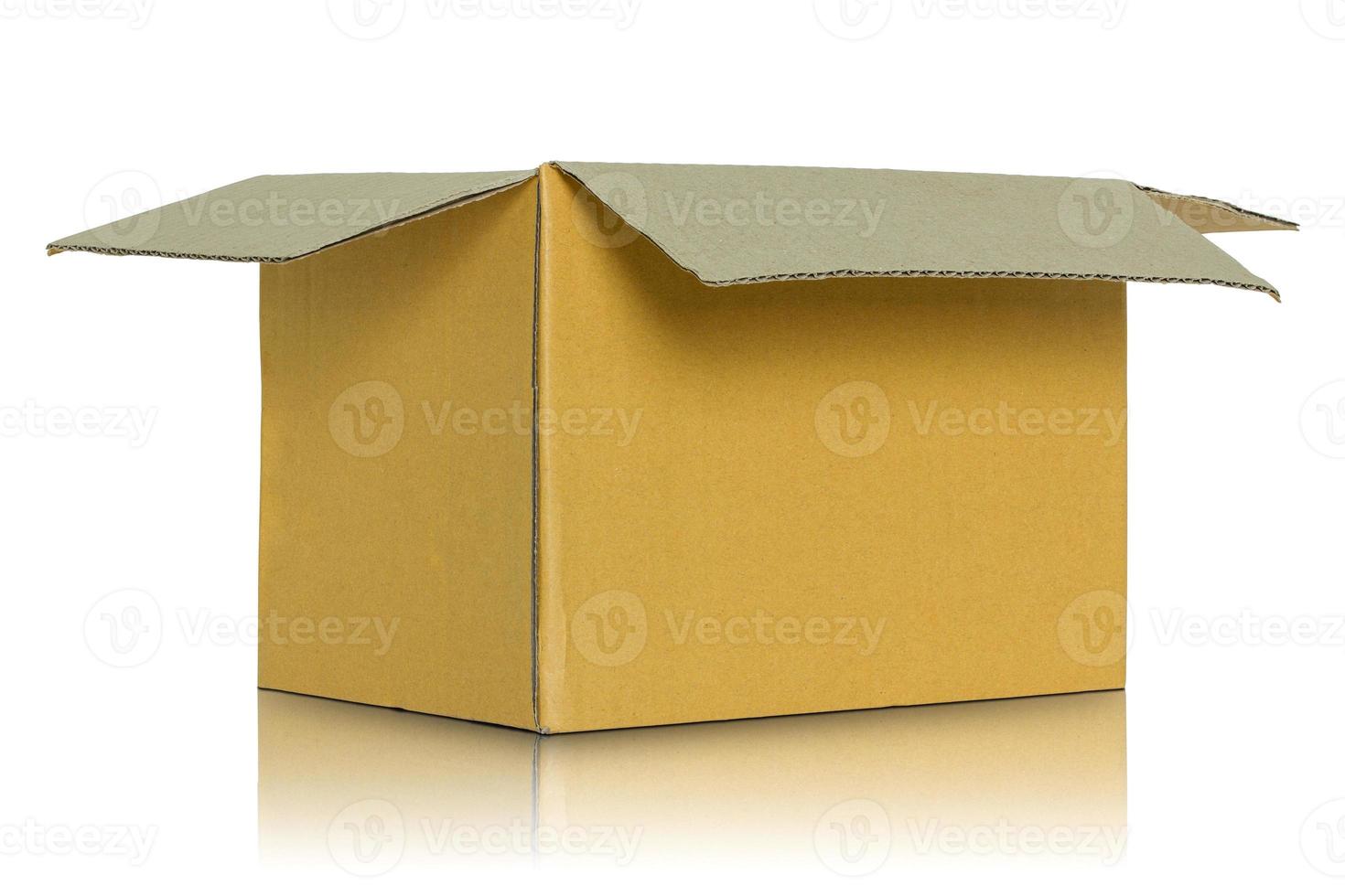 opened cardboard box isolated on white background photo