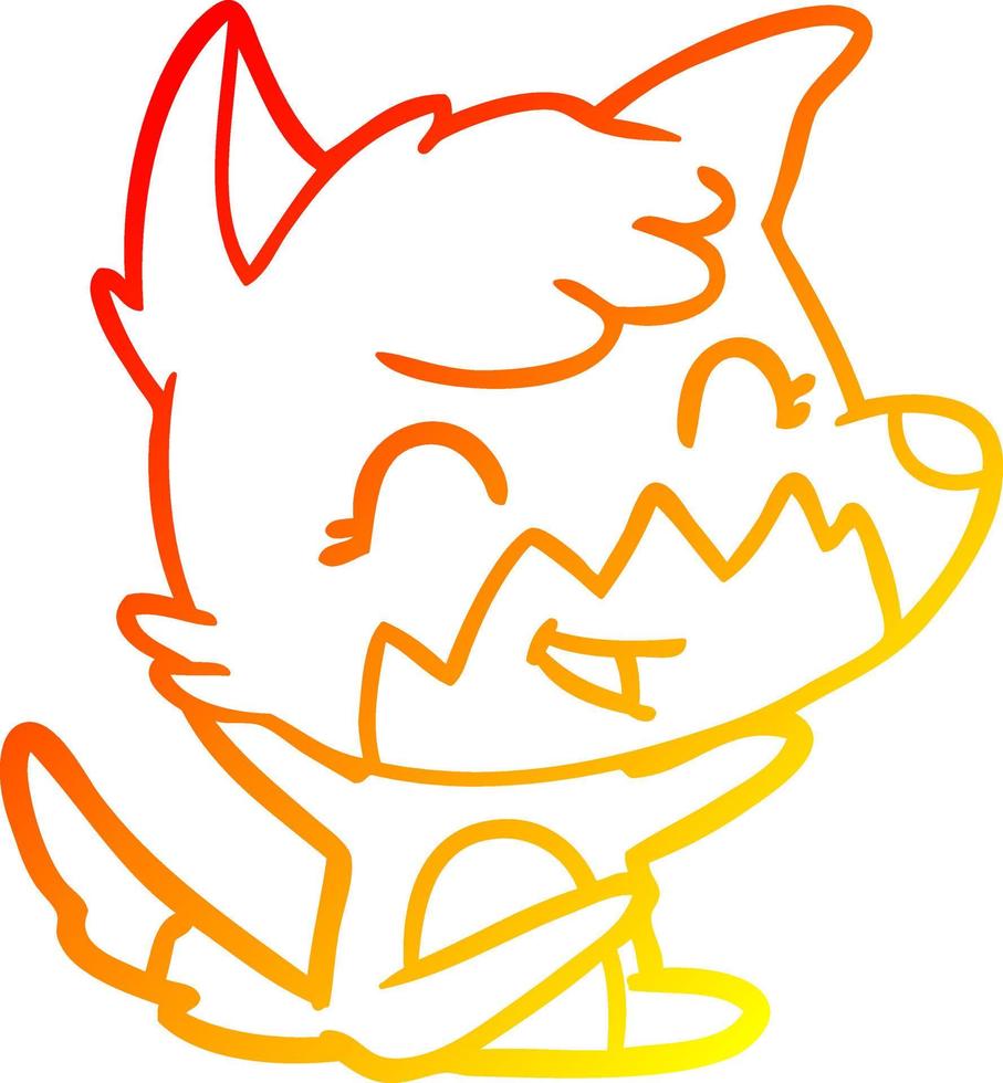 warm gradient line drawing happy cartoon fox vector