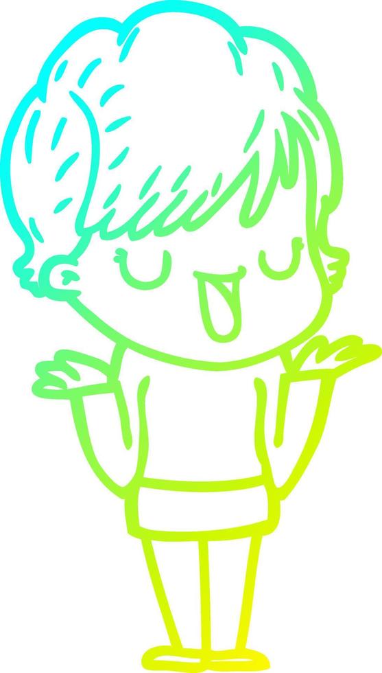 cold gradient line drawing cartoon woman talking vector