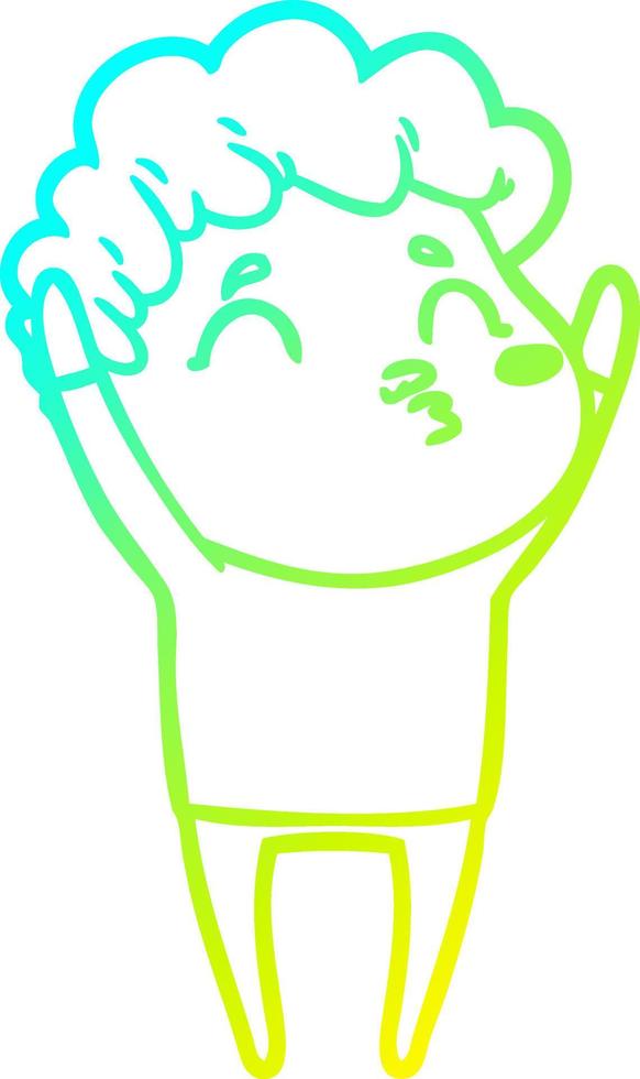 cold gradient line drawing cartoon man pouting vector