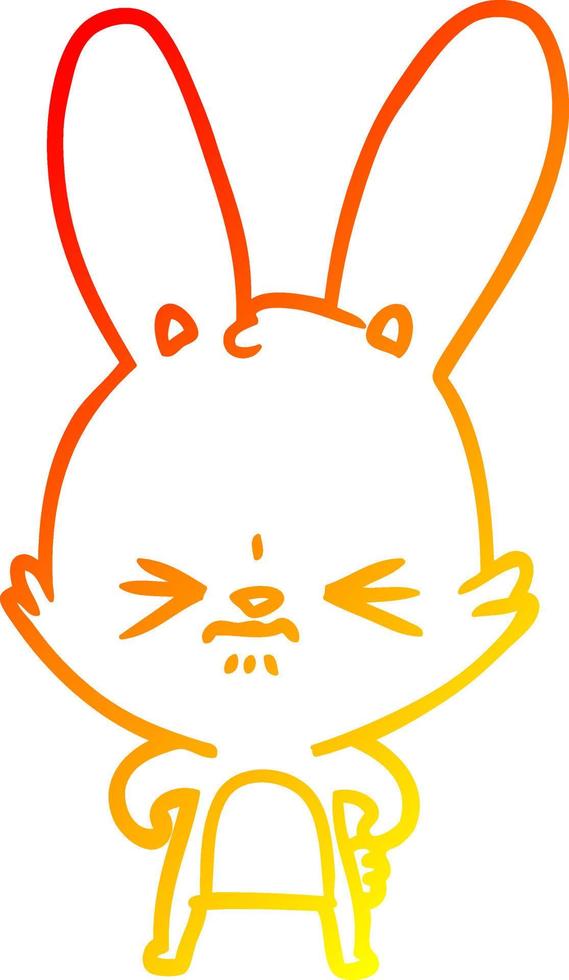 warm gradient line drawing cute cartoon rabbit vector