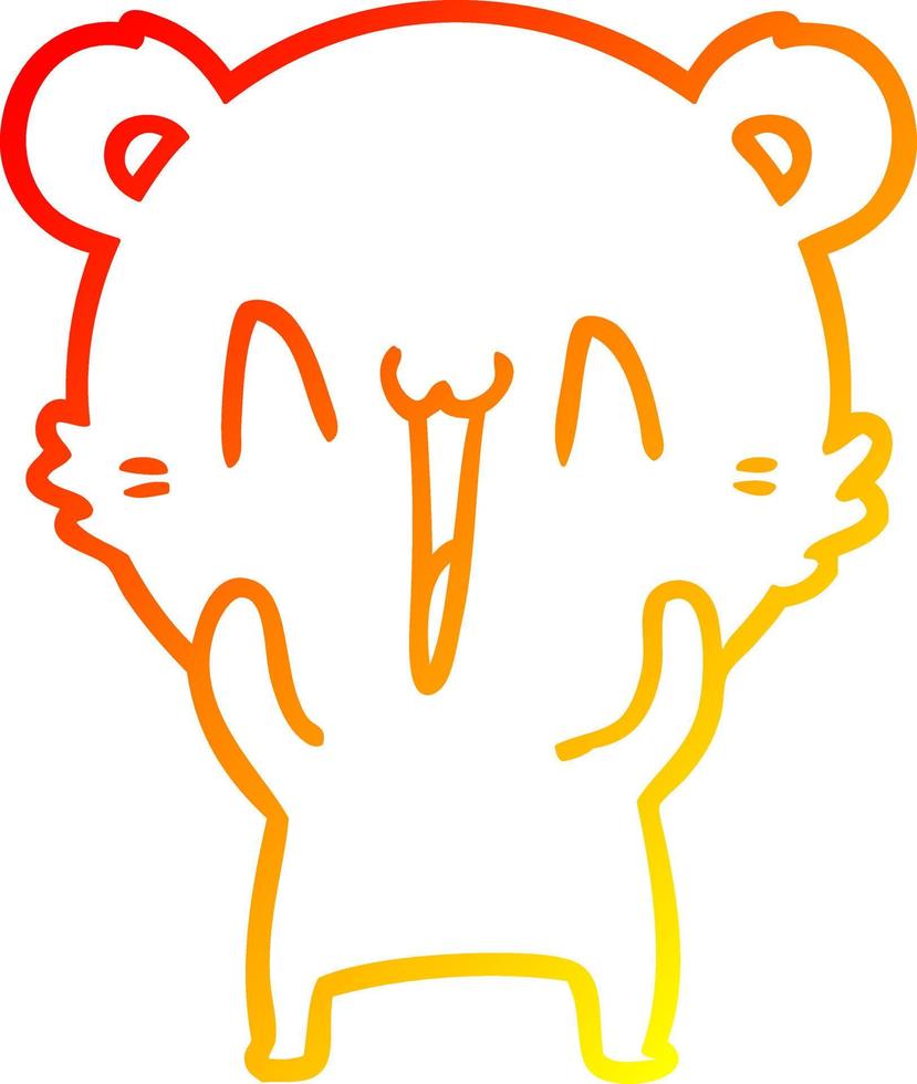 warm gradient line drawing happy bear cartoon vector