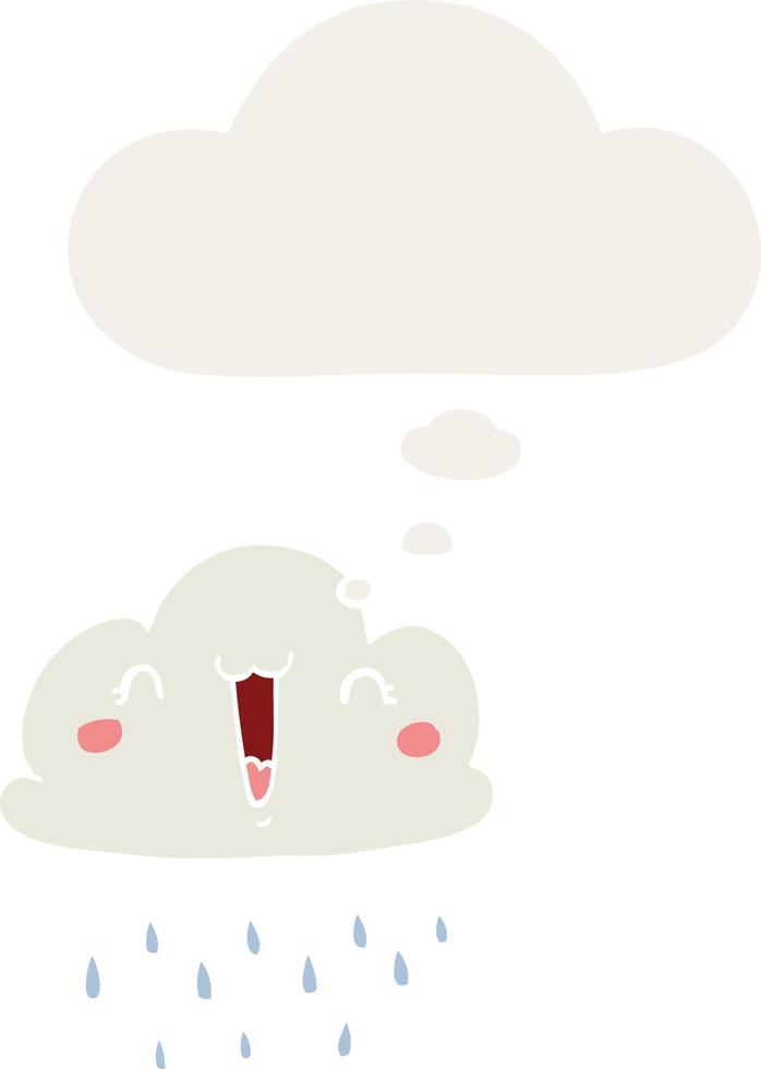 nube de tormenta de dibujos animados y burbuja de pensamiento en estilo retro vector