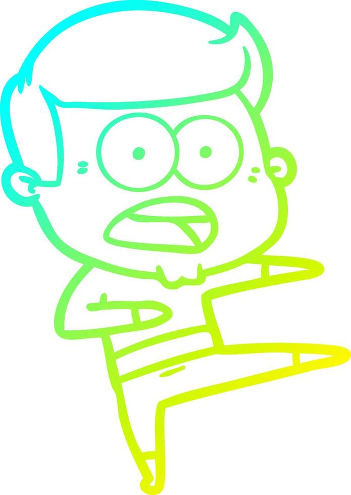 cold gradient line drawing cartoon shocked man vector