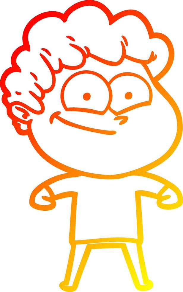 warm gradient line drawing cartoon happy man vector