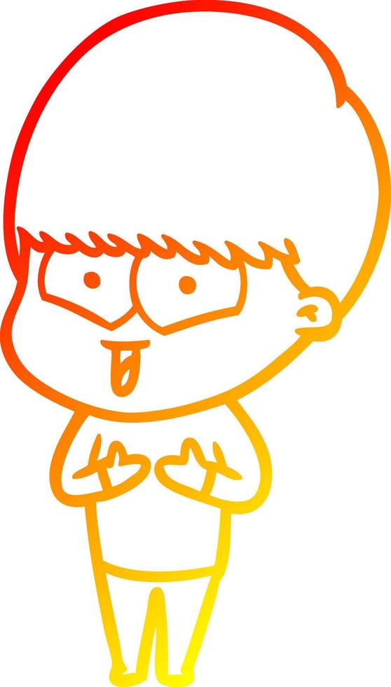 warm gradient line drawing cartoon happy boy vector
