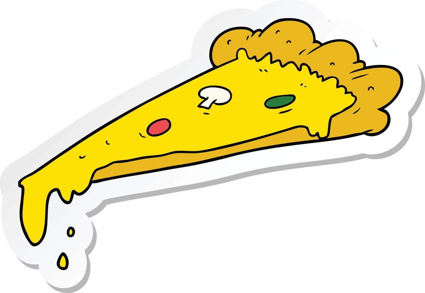 sticker of a cartoon slice of pizza vector