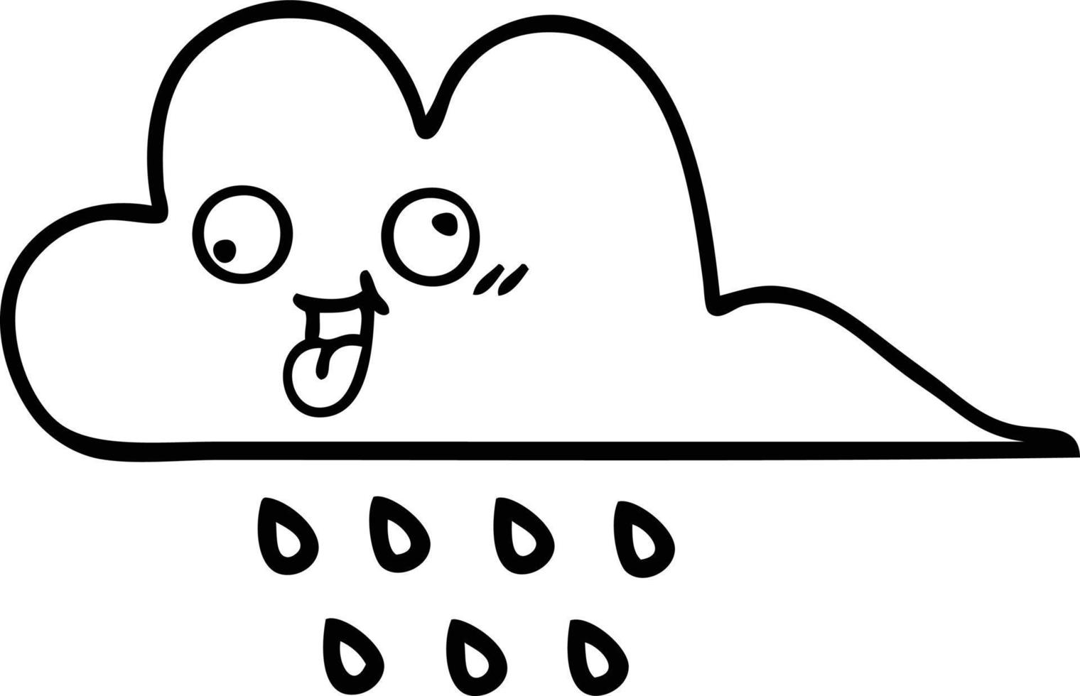 nube de lluvia de dibujos animados de dibujo lineal vector