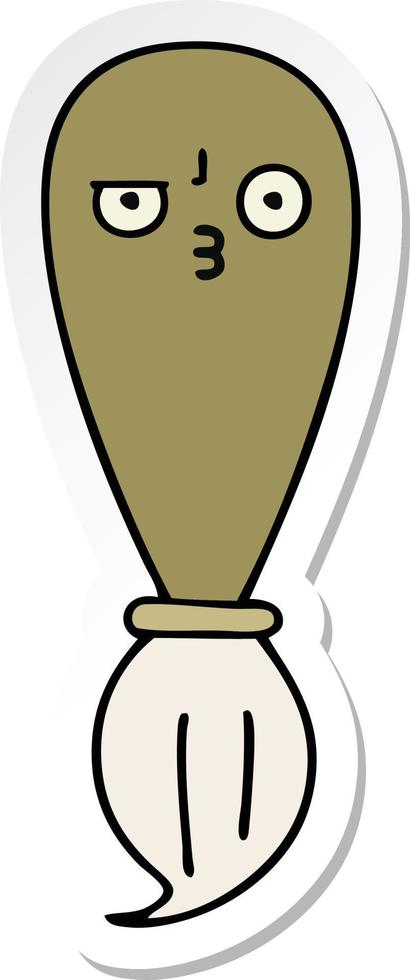 sticker of a cute cartoon paint brush vector