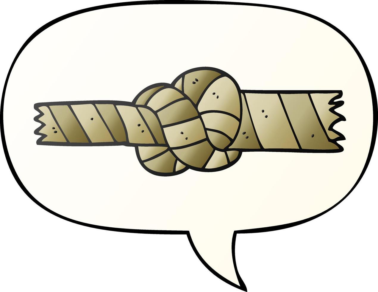 cartoon knotted rope and speech bubble in smooth gradient style vector