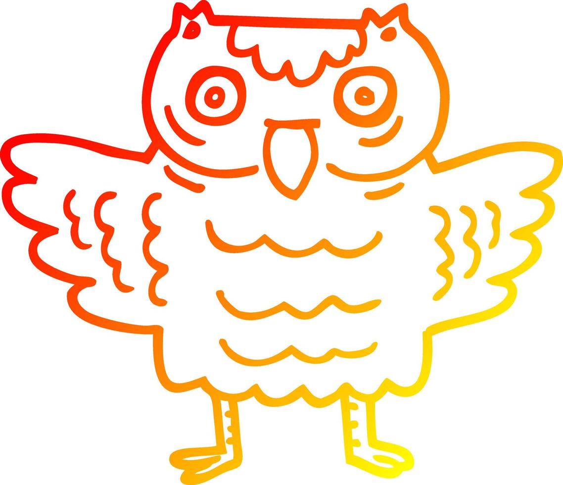 warm gradient line drawing cartoon funny owl vector